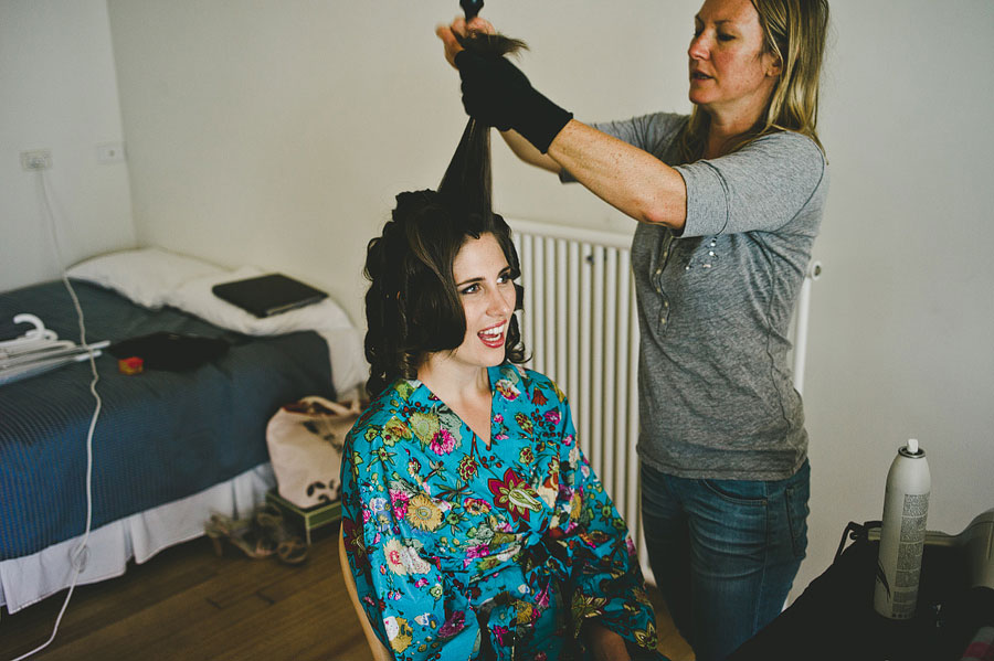 Melbourne wedding - bridesmaid's hair getting done