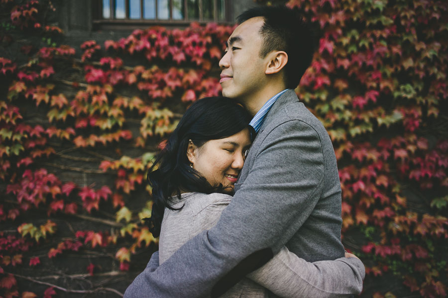 Melbourne engagement couple embracing Barracks