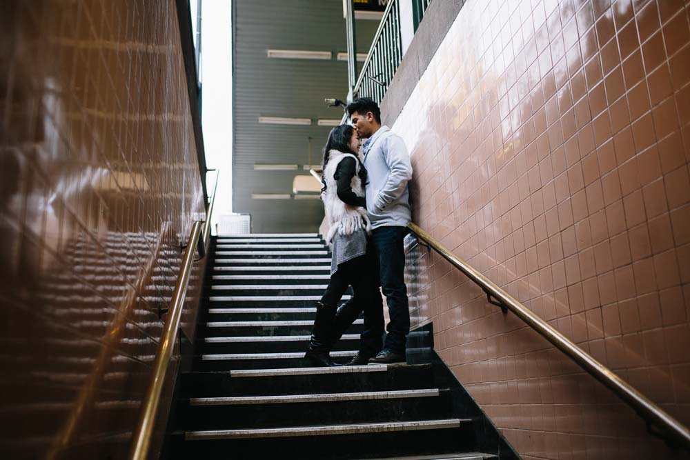 Married models kissing flinders station