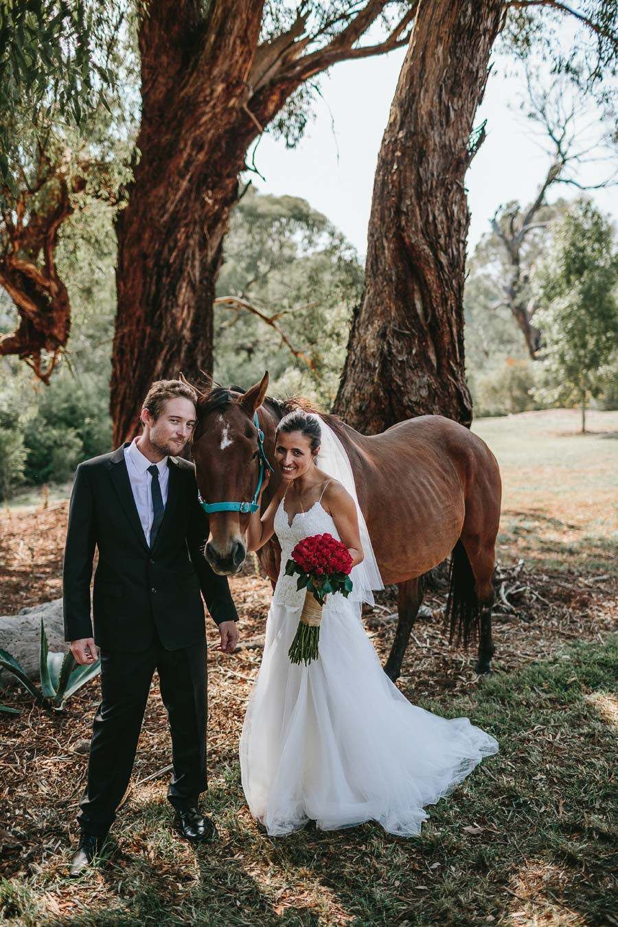 Melbourne farm wedding with horse 