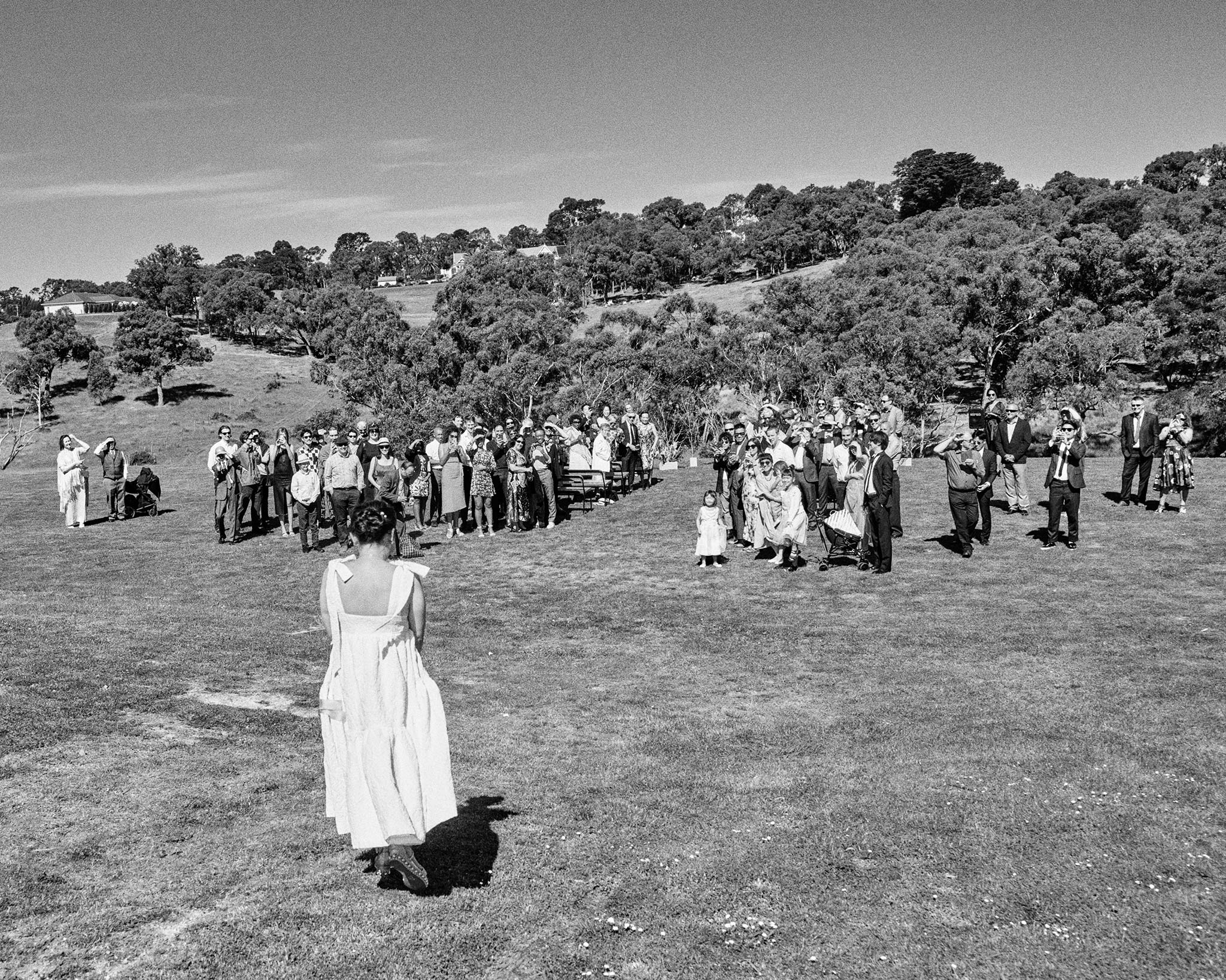 The Farm Yarra Valley Wedding bride march crowd