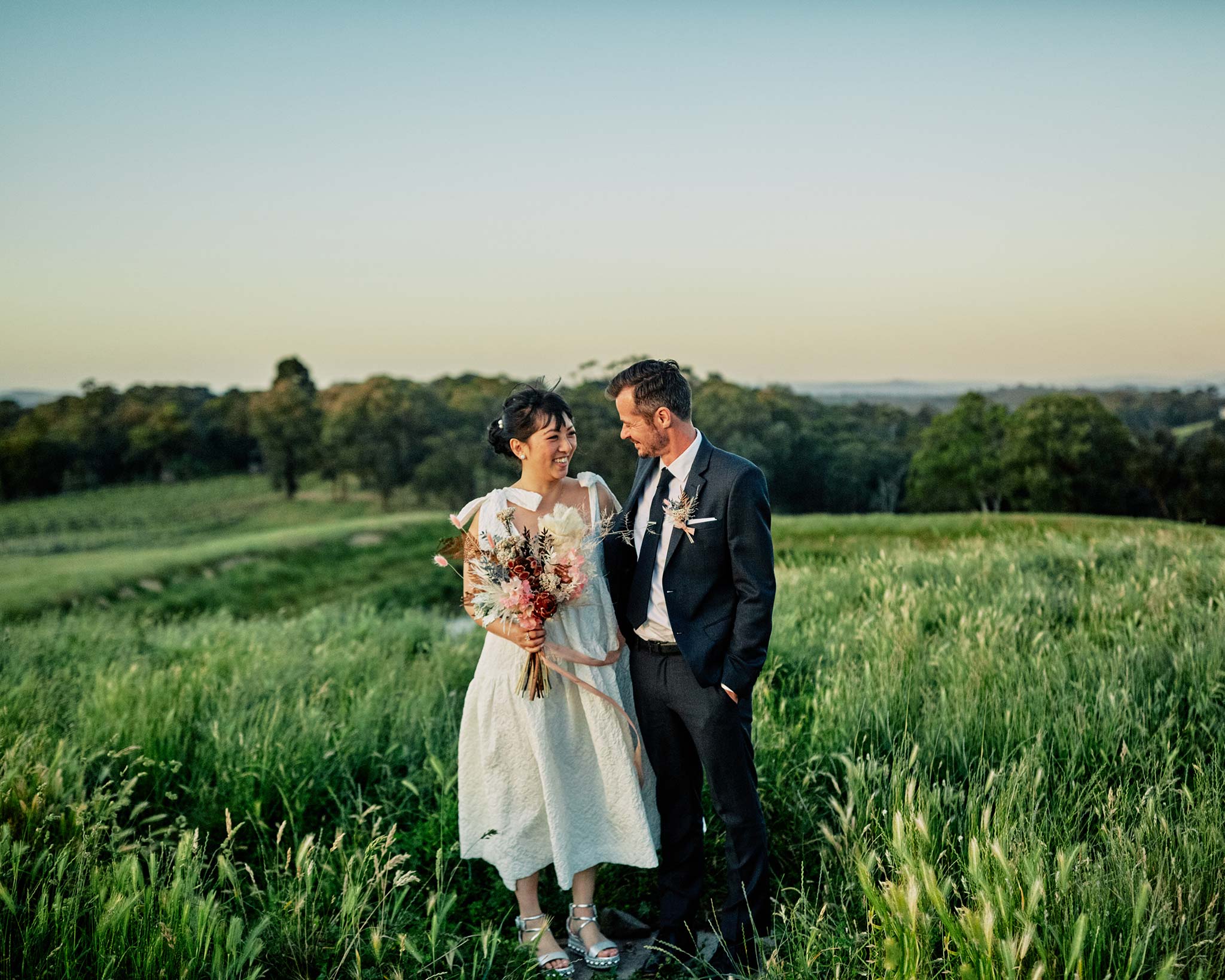 The Farm Yarra Valley Wedding bride groom grassfield
